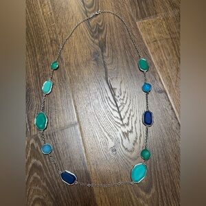 Premier Designs "Shades of Blue" silver-tone necklace NEW